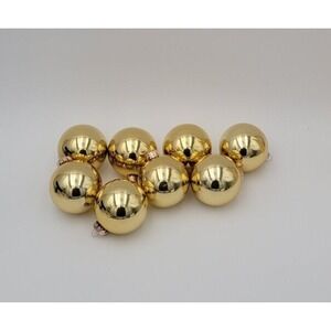 Set Of 8 Holiday Living Glass Ornaments 2 1/2" Shiny Gold Balls